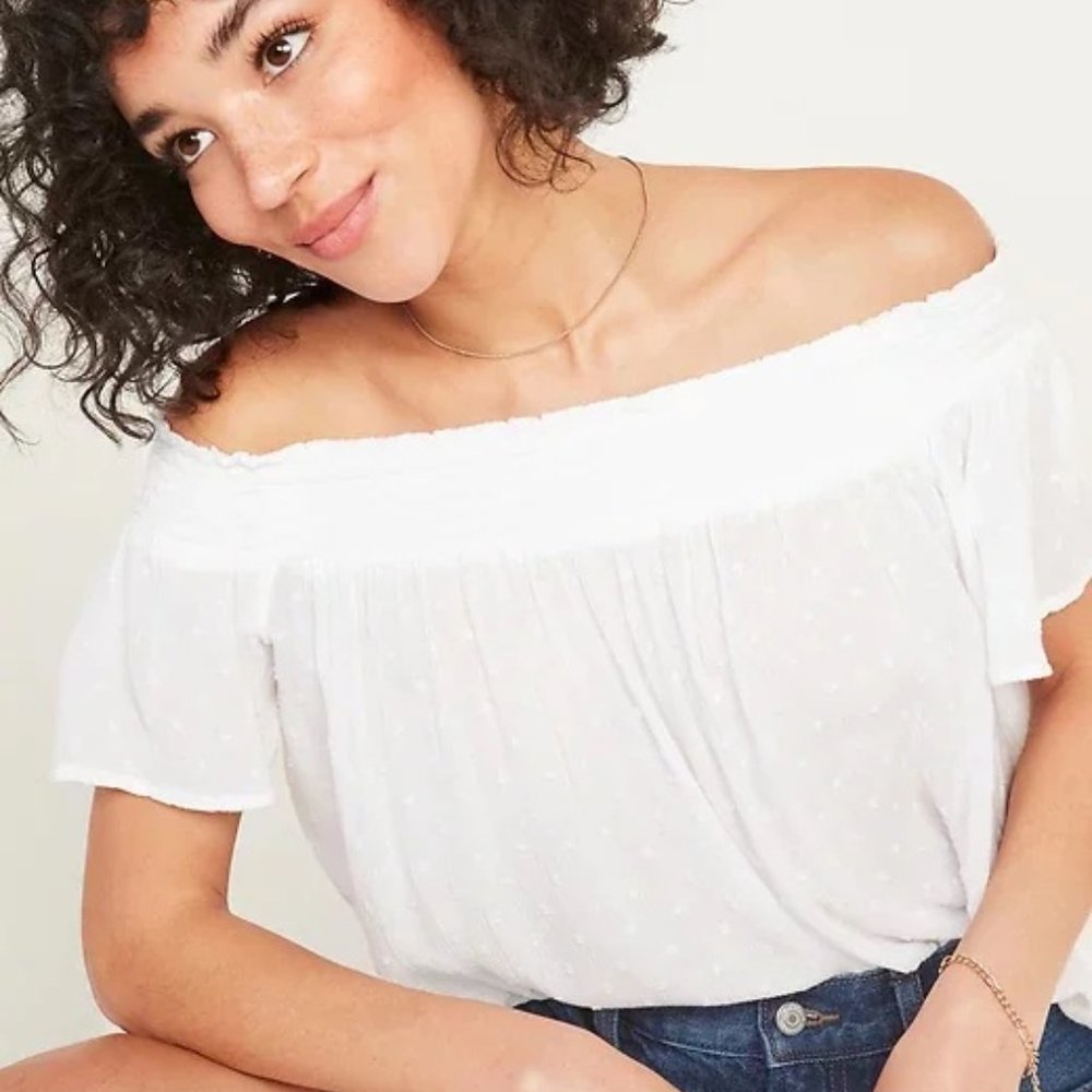 Old Navy Off the Shoulder Crinkle Top Callalily Medium